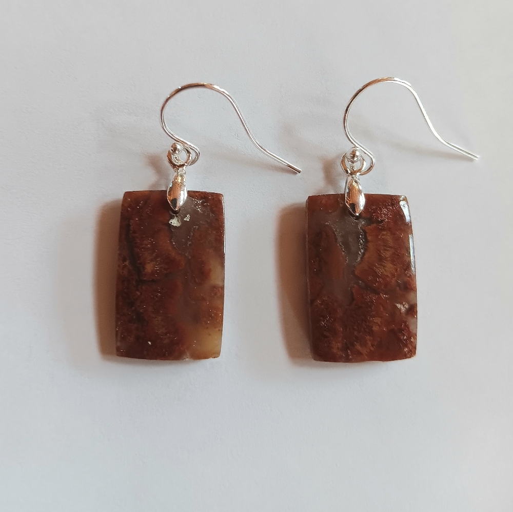 Seam Agate Gemstone Earrings with 925 Sterling Silver Findings